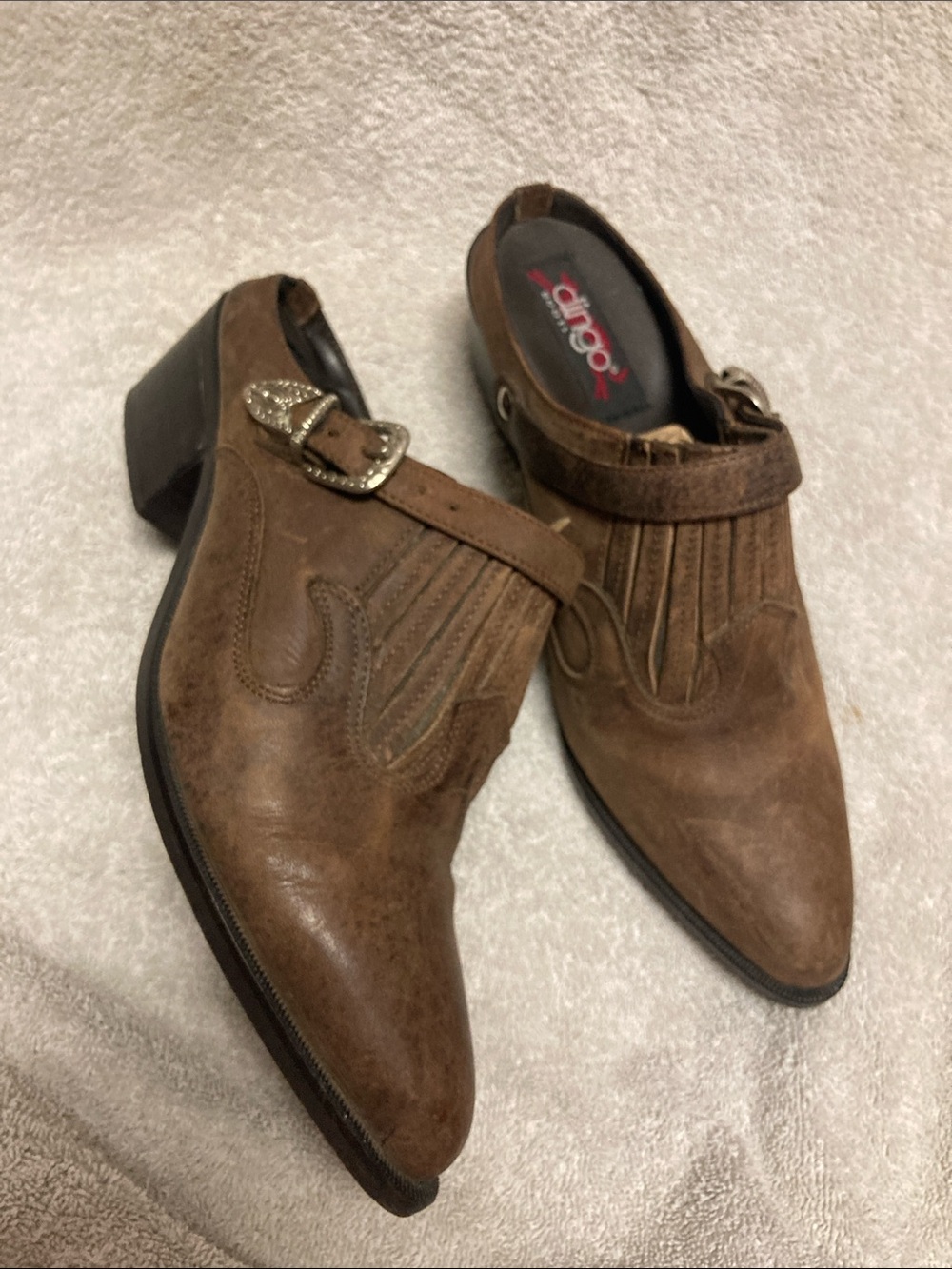 dingo Brown Western Mule Leather Boots with Buckle
